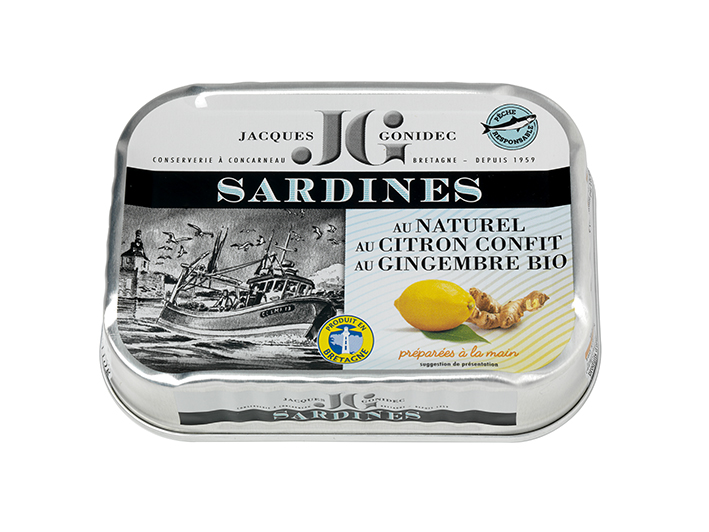 Jacques Gonidec Sardientjes natuur met geconfijte citroen 115g - 3005